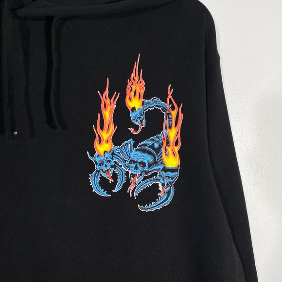 AllSaints French Terry Scorpion Fire Pullover Hoodie Black men's size Medium - Picture 3 of 6